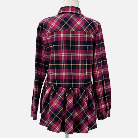 Sundance Hayden Creek Pink Plaid Peplum Flannel Top - NWOT - Size Medium - Picture 4 of 8
